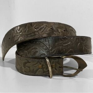 Southwestern Green Embossed Leather Belt